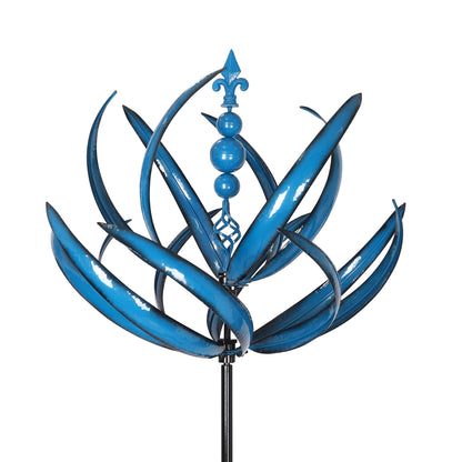 Blue Harlow Waves Lotus Flower Wind Spinner