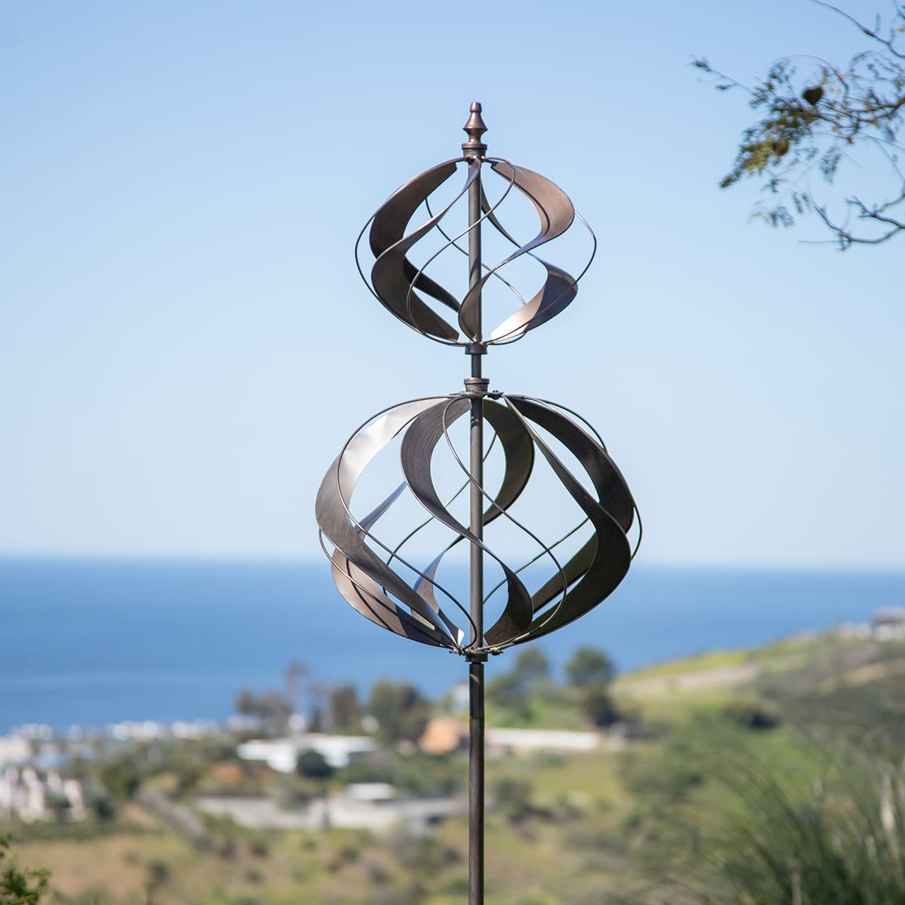 Dual Structure Global Lawn Double Wind Spinners Sculpture