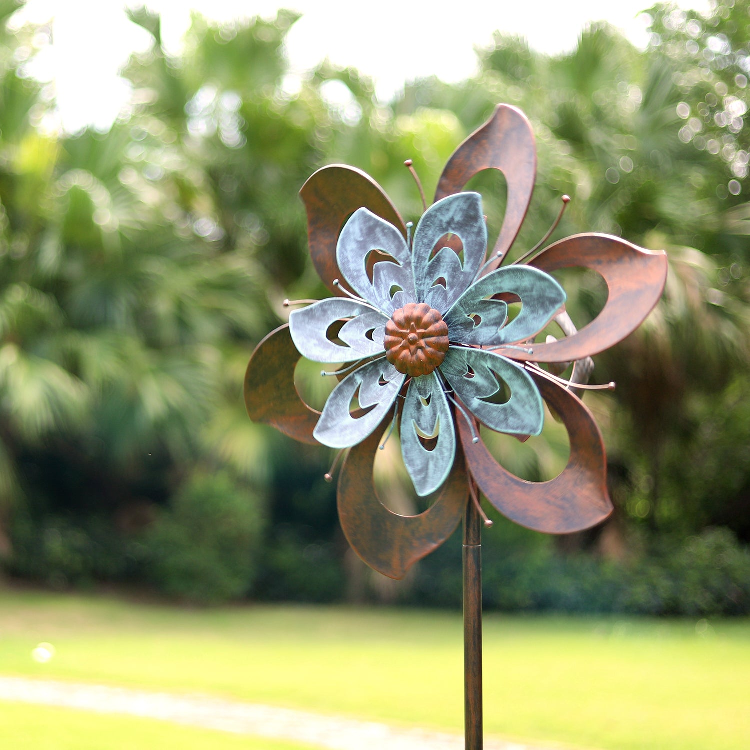 Outdoor metal wind spinner for yard