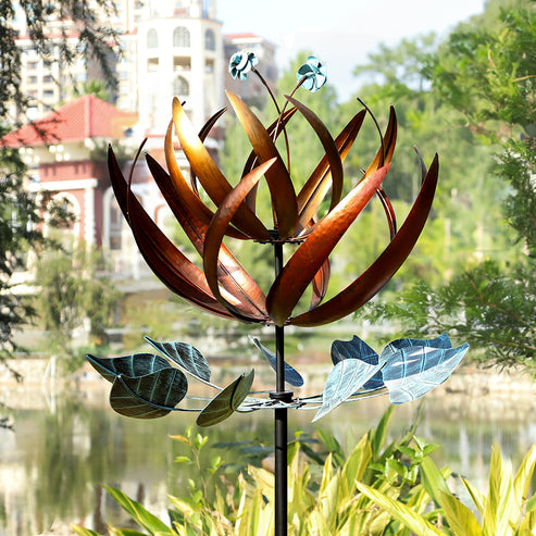 Copper Kinetic Wind Sculpture Garden Wind Spinners – Cyan Oasis