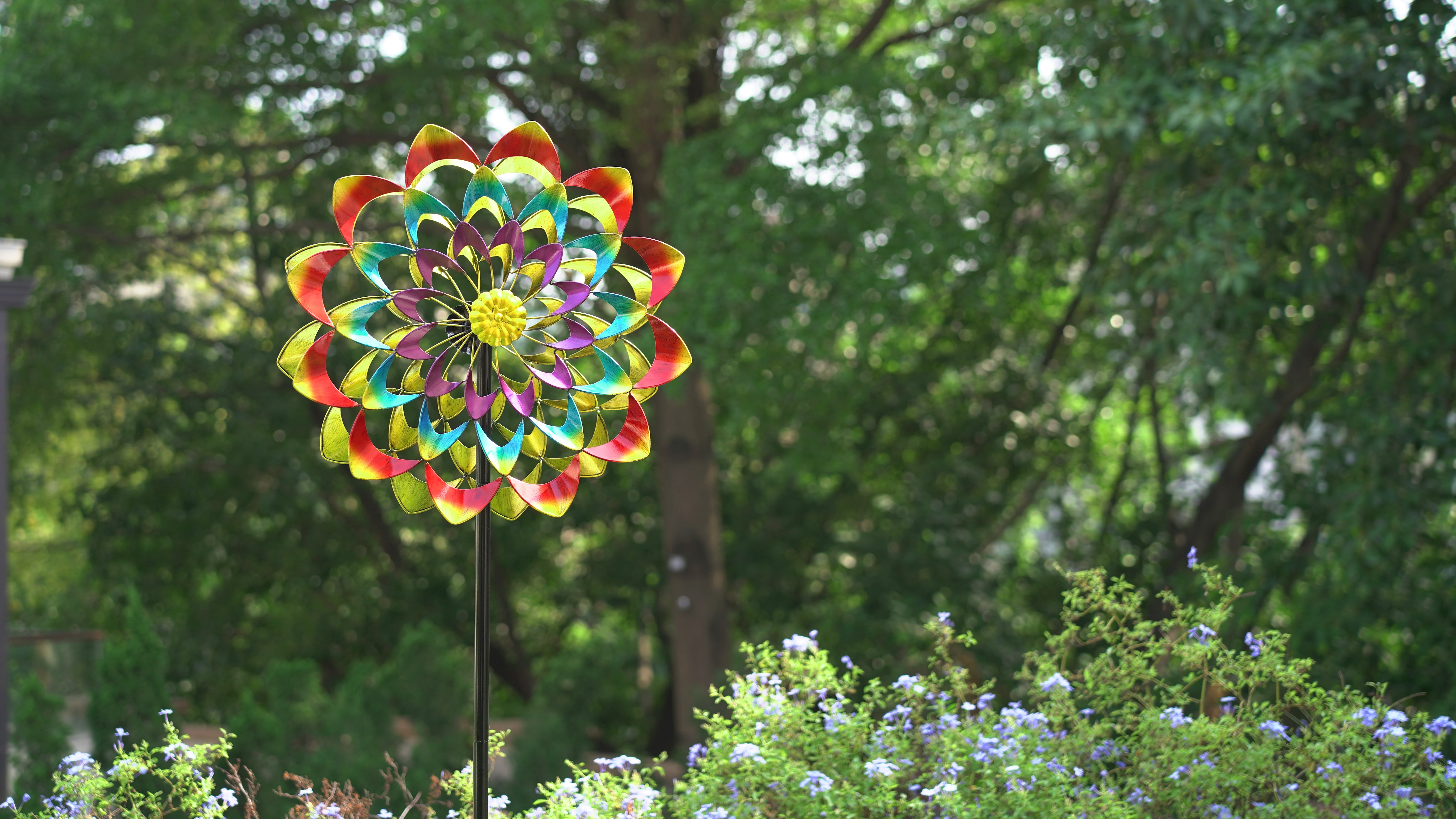 Glass Flower Spinner (RS131) newest - Hand Painted - Suncatcher - Yard Art - Recycled Glass Garden Art - Garden Wind Spinner - An Original Concept