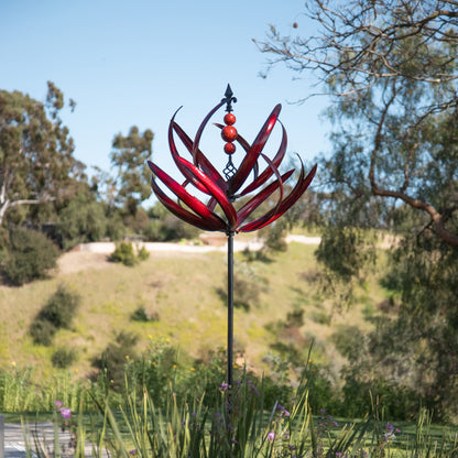 Crimson Harlow Waves Lotus Flower Wind Spinner