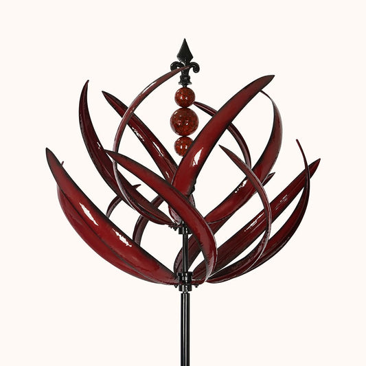Crimson Harlow Waves Lotus Flower Wind Spinner