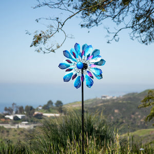 Metal Peacock Feather Garden Wind Spinner 