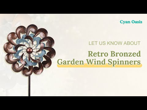 Retro Bronzed Garden Wind Spinner - Cyan Oasis