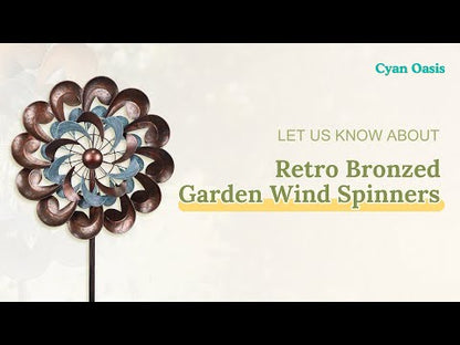 Retro Bronzed Garden Wind Spinner - Cyan Oasis